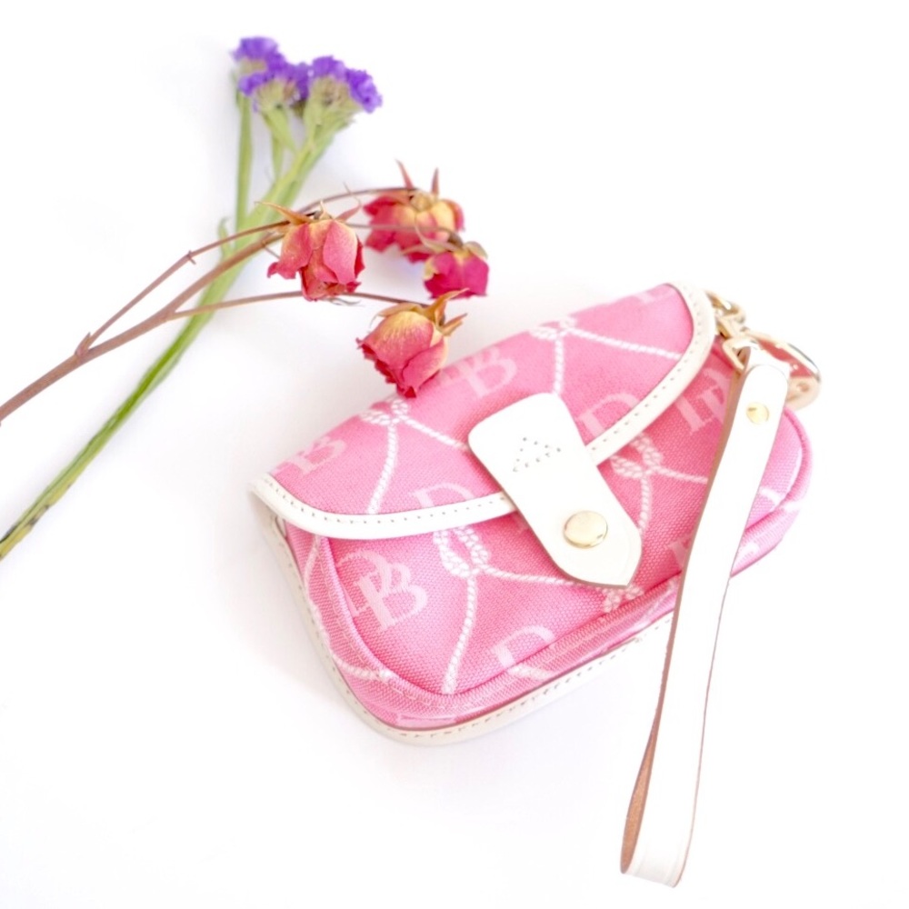 Dooney and Bourke Pink White Pouch Wristlet